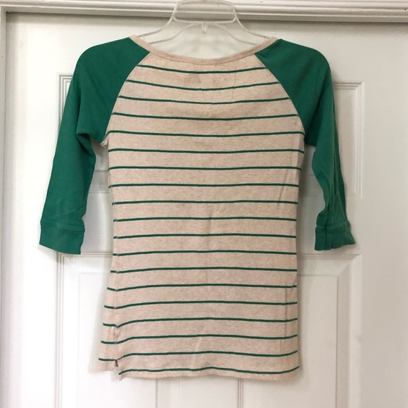 One Step Up 3/4 Sleeve Raglan Cotton Striped Shirt - Picture 4 of 16